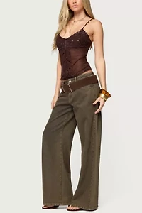 Edikted Azelia Beaded Sheer Chiffon Top