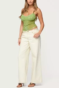 Edikted Azelia Beaded Sheer Chiffon Top
