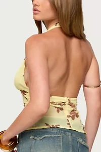 Edikted Hannah Floral Chiffon Halter Top