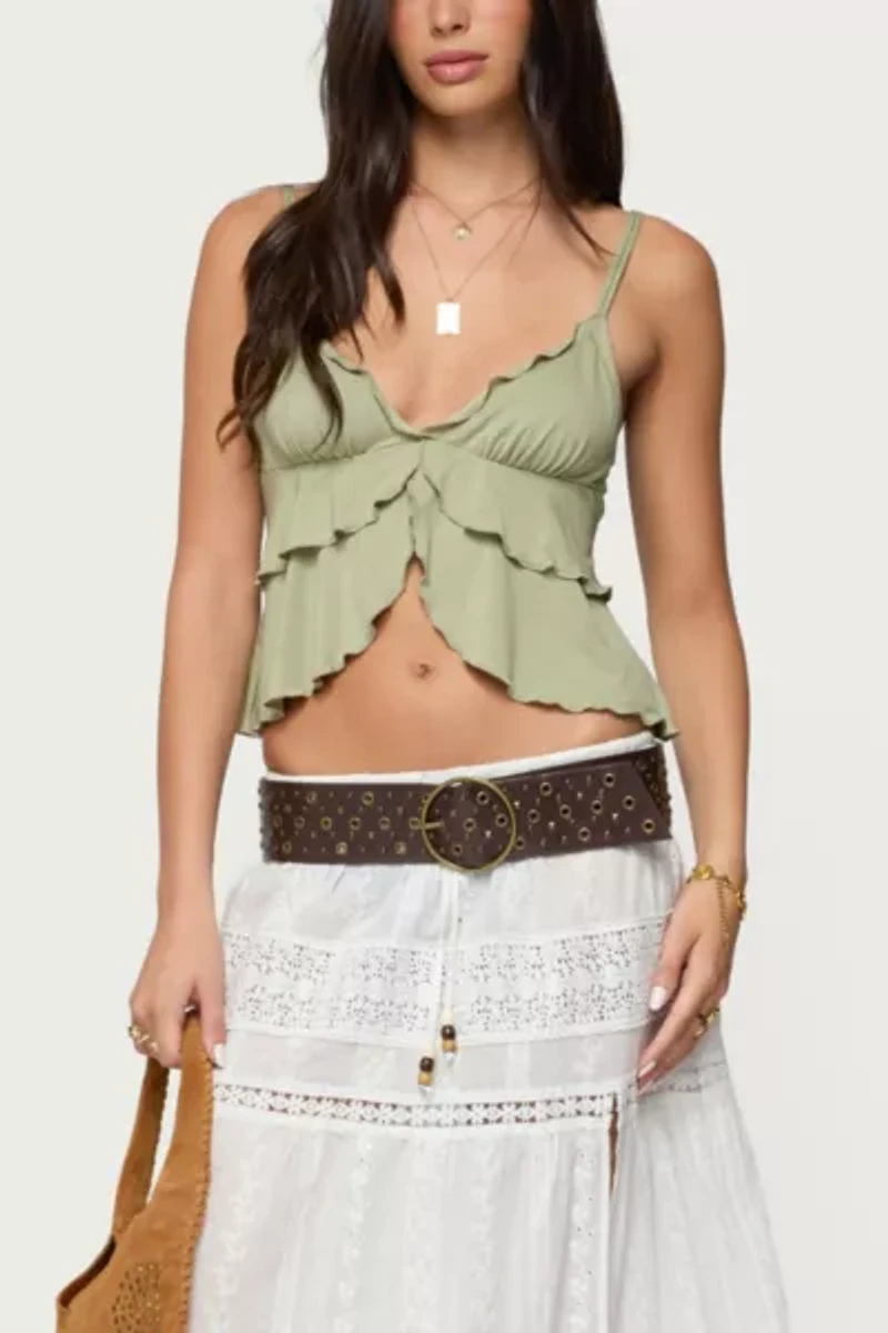 Edikted Kailan Ruffled Babydoll Top