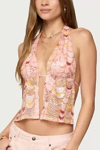 Edikted Mermaid Backless Sequin Split Front Top