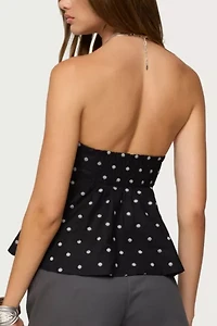 Edikted Izzey Polka Dot Strapless Babydoll Top