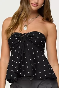 Edikted Izzey Polka Dot Strapless Babydoll Top