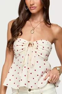 Edikted Izzey Polka Dot Strapless Babydoll Top