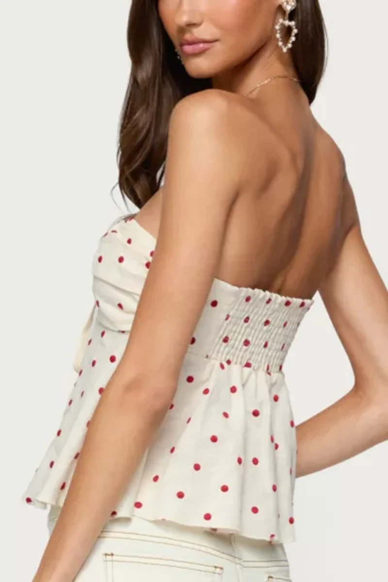 Edikted Izzey Polka Dot Strapless Babydoll Top