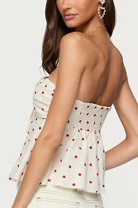 Edikted Izzey Polka Dot Strapless Babydoll Top