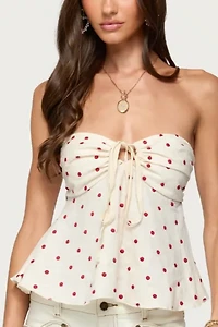 Edikted Izzey Polka Dot Strapless Babydoll Top
