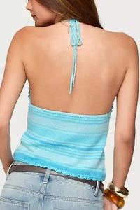 Edikted Suanne Crochet & Knit Stripey Halter Top