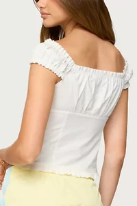 Edikted Arlow Ruffle Button Up Top