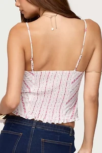 Edikted Alaine Floral Striped Ruffle Tank Top