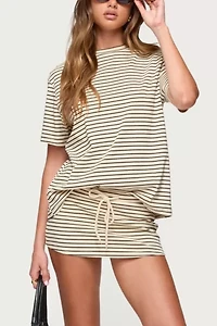 Edikted Brena Striped Oversized T Shirt