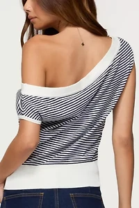 Edikted Lottey Striped Off Shoulder Knit Top