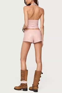 Edikted Elisha Lace Up Faux Leather Halter Top