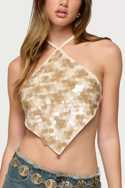 Edikted Dixie Backless Sequin Triangle Top