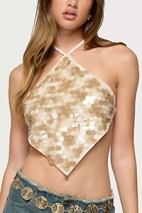 Edikted Dixie Backless Sequin Triangle Top