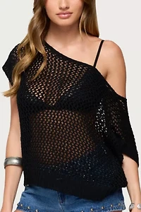 Edikted Trix Off Shoulder Open Knit Top