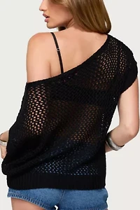 Edikted Trix Off Shoulder Open Knit Top