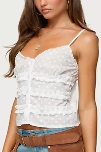 Edikted Chrissa Embroidered Cotton Ruffle Top