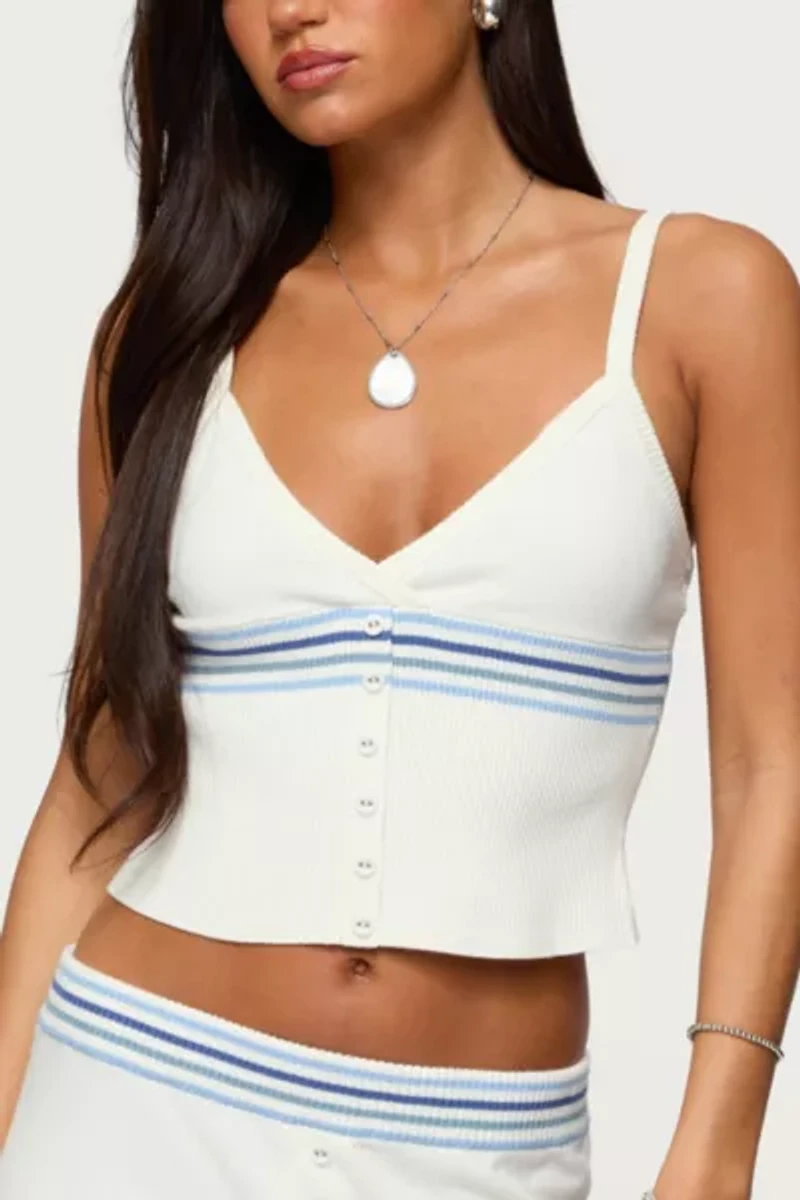 Edikted Miya Stripey Ribbed Knit Tank Top