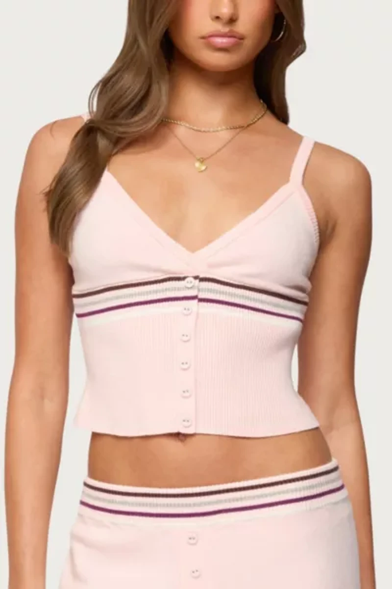 Edikted Miya Stripey Ribbed Knit Tank Top