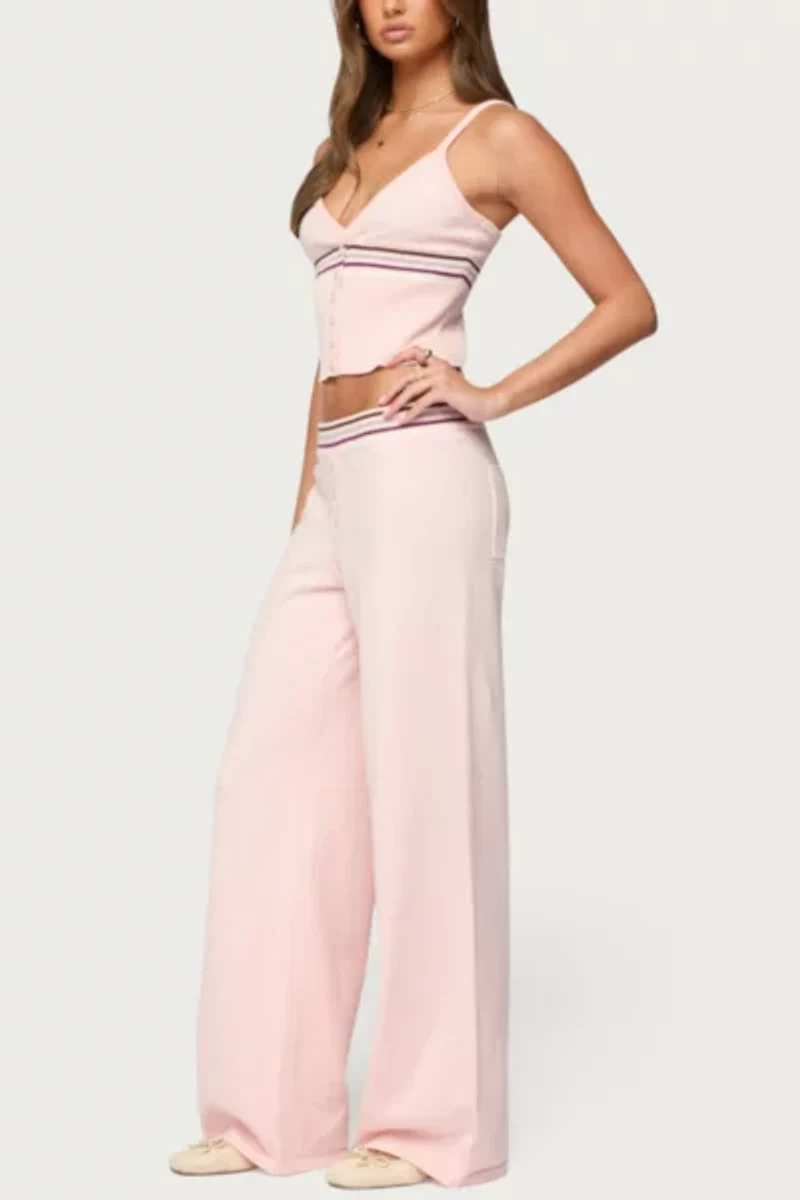 Edikted Miya Stripey Ribbed Knit Tank Top