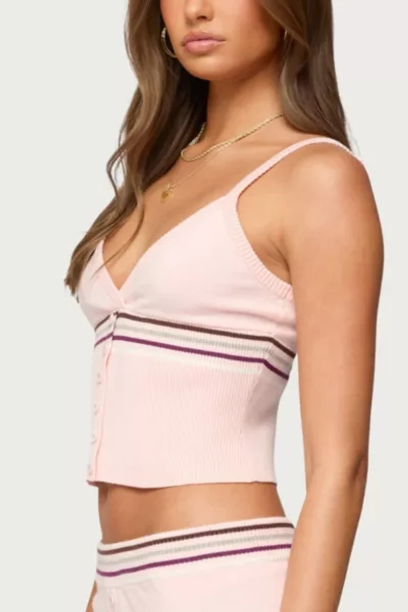 Edikted Miya Stripey Ribbed Knit Tank Top