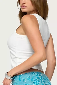 Edikted Ocean Club Bead Ribbed Tank Top