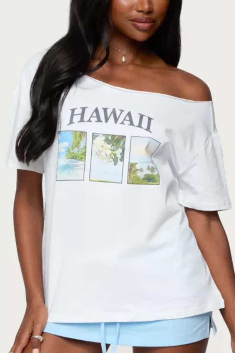 Edikted Hawaiian Babe Off Shoulder T Shirt