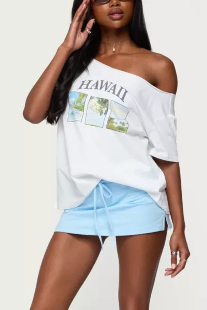 Edikted Hawaiian Babe Off Shoulder T Shirt