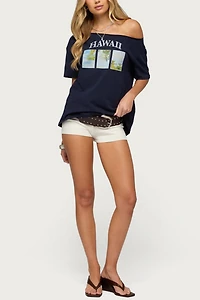 Edikted Hawaiian Babe Off Shoulder T Shirt