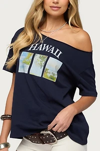 Edikted Hawaiian Babe Off Shoulder T Shirt