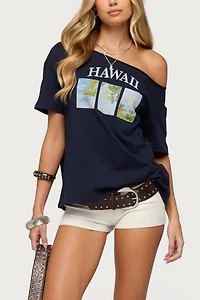 Edikted Hawaiian Babe Off Shoulder T Shirt