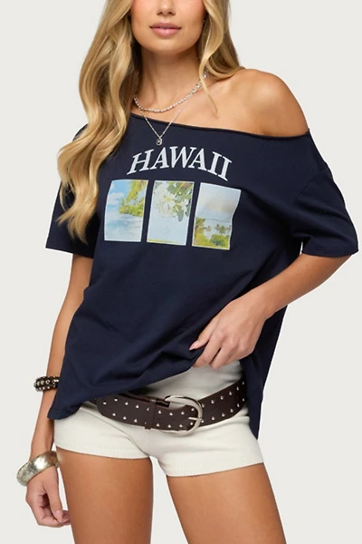 Edikted Hawaiian Babe Off Shoulder T Shirt