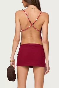 Edikted Beaded Cowl Neck Backless Mini Dress