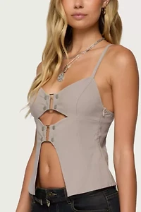 Edikted Shay Split Front Buckle Tank Top