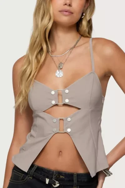 Edikted Shay Split Front Buckle Tank Top