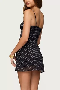 Edikted Polka Dot Cupped Chiffon Mini Dress