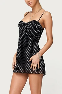 Edikted Polka Dot Cupped Chiffon Mini Dress