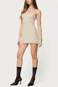 Edikted Polka Dot Cupped Chiffon Mini Dress