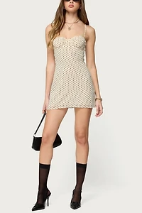 Edikted Polka Dot Cupped Chiffon Mini Dress