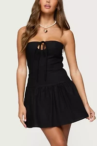 Edikted Cecelie Strapless Drop Waist Mini Dress