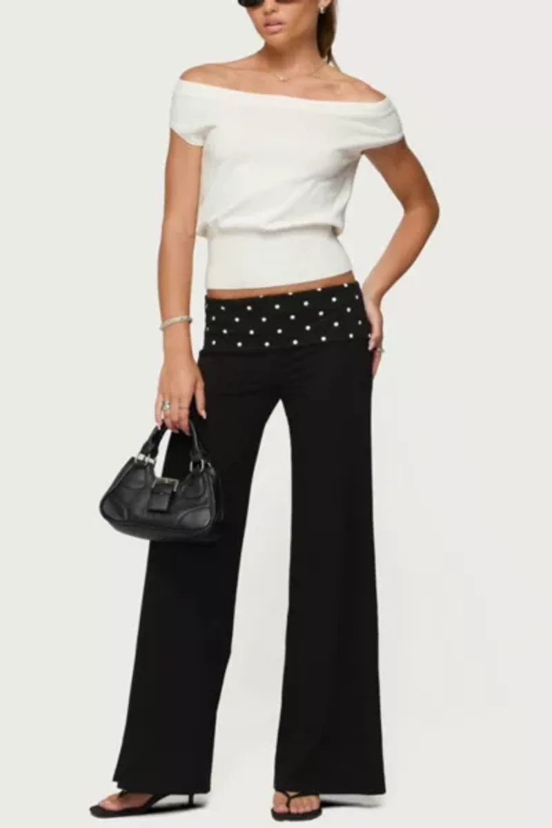 Edikted Reeva Polka Dot Fold Over Pants