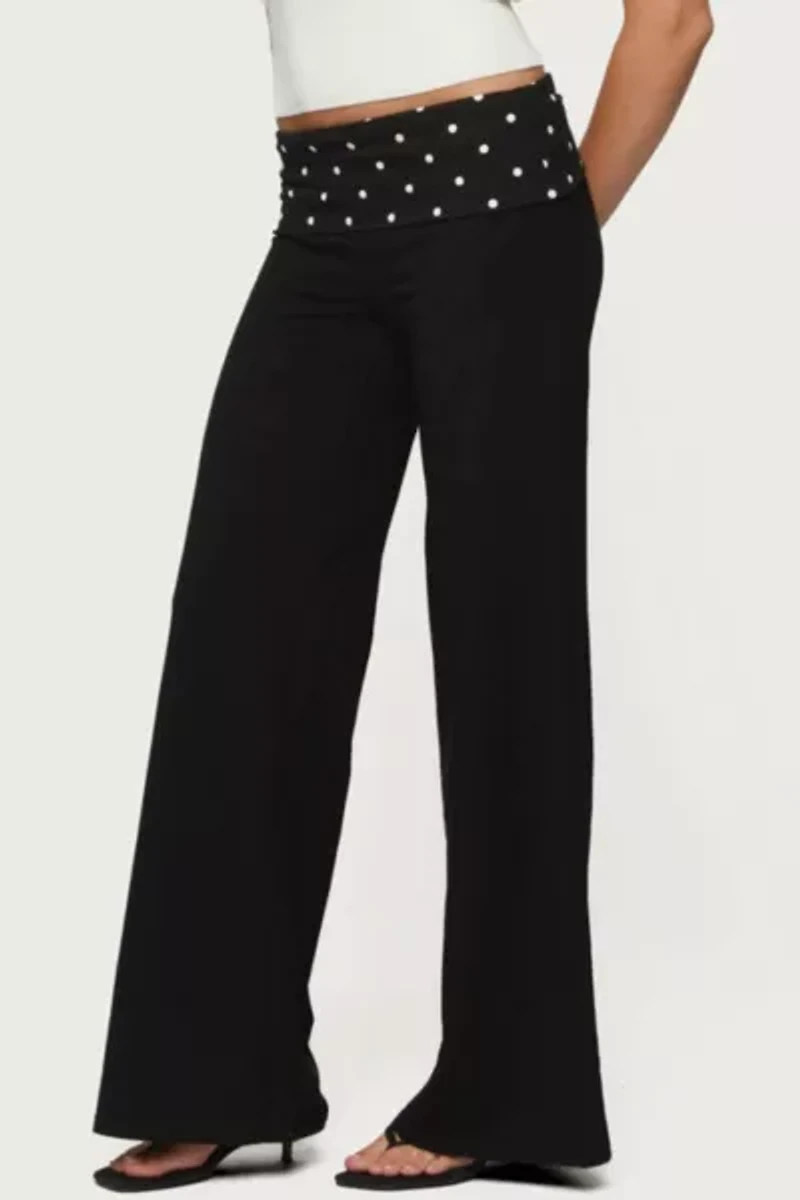 Edikted Reeva Polka Dot Fold Over Pants