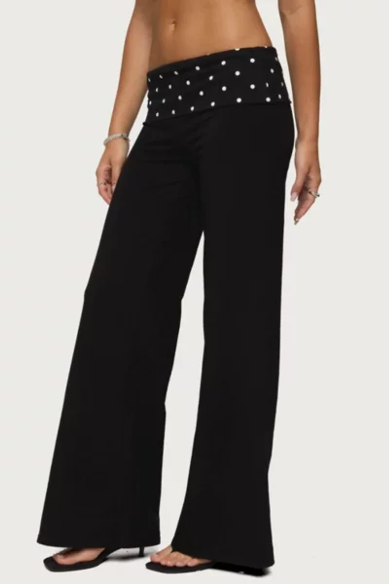 Edikted Reeva Polka Dot Fold Over Pants