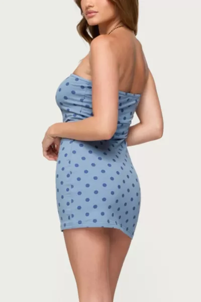 Edikted Lewis Polka Dot Strapless Mini Dress