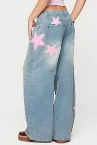Edikted Trish Stars Low Rise Jeans