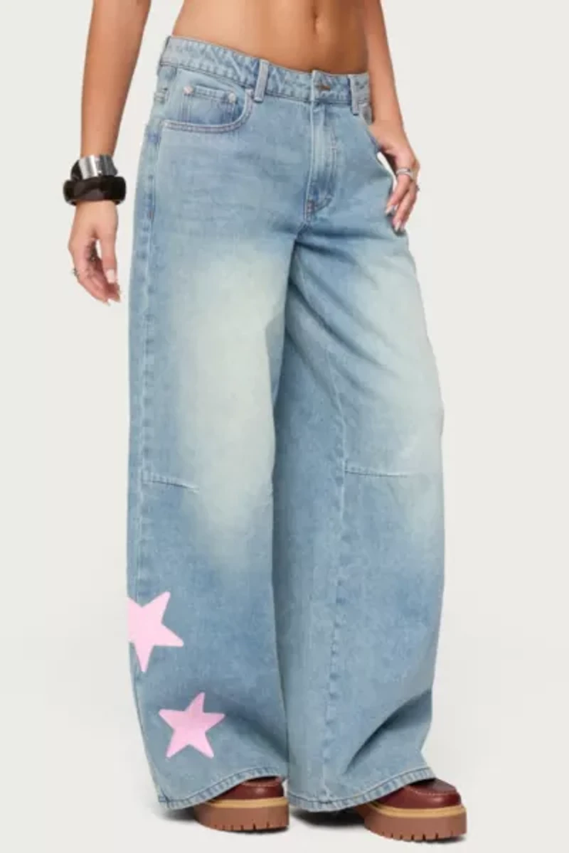 Edikted Trish Stars Low Rise Jeans