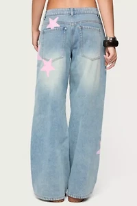 Edikted Trish Stars Low Rise Jeans
