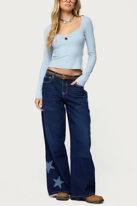 Edikted Trish Stars Low Rise Jeans