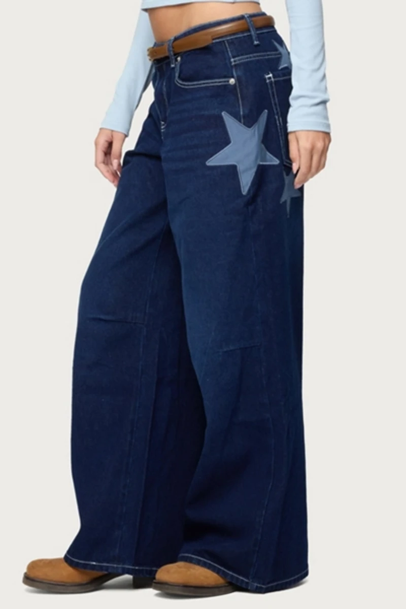 Edikted Trish Stars Low Rise Jeans